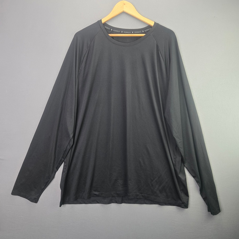 Xersion Mens Performance Shirt Long Sleeve XL Black Reflective Athletic Tee
